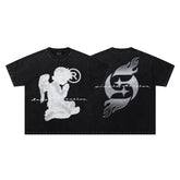 SUPPLY Angel Flame Logo Graphic Oversized Black T-Shirt