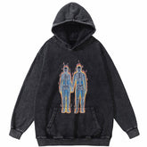 Skeleton Love Washed Oversized Hoodie
