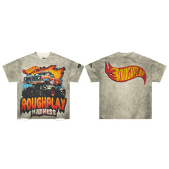 Roughplay Madness Fire Monster Truck Retro Distressed Tee