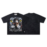 BKYS Praying Angel Rhinestone Black Oversized Graphic T-Shirt