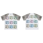 DUAA Multi‑Color D‑Logo Grid Raglan Vintage Tee