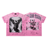 Rare Peace No Longer Human Angel Graphic Streetwear Short Sleeve Tee
