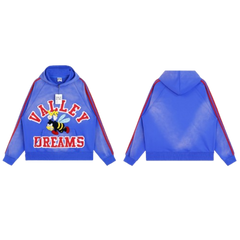 Vale Forever Valley Dreams Bee Graphic Red Stripe Hoodie Blue