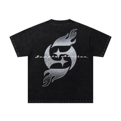 SUPPLY Angel Flame Logo Graphic Oversized Black T-Shirt
