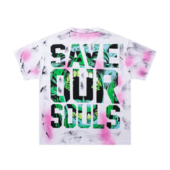 Rare Peace Save Our Souls Screaming Face Graphic Streetwear Short Sleeve Tee
