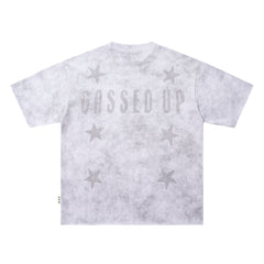 BKYS Cased DJ Star Rhinestone White Washed Oversized Graphic T-Shirt