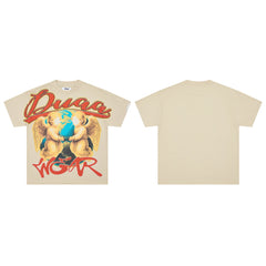 DUAA Angel Globe Retro Hip‑Hop Graphic Tee