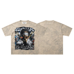 BKYS Praying Angel Rhinestone Khaki Oversized Graphic T-Shirt