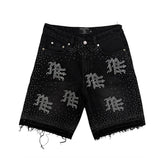Black “ME” Rhinestone Denim Shorts