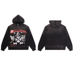 Vale Forever Valley Dreams Graphic Zip-Up Hoodie Black