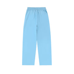 Mixed Emotions Light Blue Studded Graffiti Straight Sweat Pants