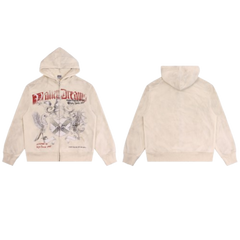 Vale Forever Valley Dreams Graphic Zip-Up Hoodie Cream