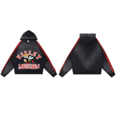 Vale Forever Valley Dreams Bee Graphic Red Stripe Hoodie Black‑Red
