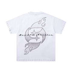 SUPPLY Angel Flame Minimal Graphic Oversized White T-Shirt