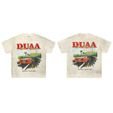 DUAA Born To Shine Retro Highway Sports Car Double‑Sided Graphic Tee