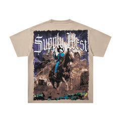 SUPPLY Mythical Warrior Graphic Oversized Beige T-Shirt