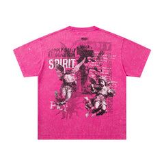 SUPPLY Spirit Angel Hot Pink Washed Oversized Graphic T‑Shirt