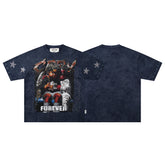 BKYS Angel Devil Cherub Rhinestone Navy Oversized Graphic T-Shirt