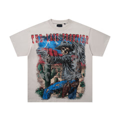 SUPPLY The Last Frontier Skeleton Cowboy Cream Washed Oversized Graphic Tee