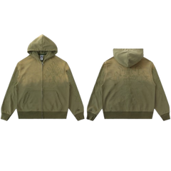 Vale Forever 6050 Tonal Cross Embroidered Zip-Up Hoodie