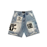 Blue “AI” Denim Shorts