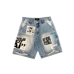 Blue “AI” Denim Shorts