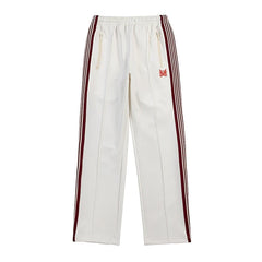 Needles Zebra Stripe Side Tape Track Pants White Maroon