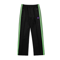 Needles Zebra Stripe Side Tape Track Pants Black Neon Green