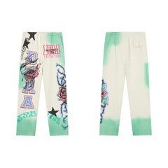 DUAA California Tattoo Art Gradient Dye Straight Leg Sweatpants