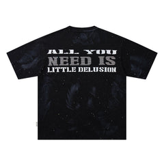 BKYS Moon Lady Classic Car Rhinestone Black Oversized Graphic T-Shirt