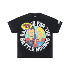 Roughplay Retro Animated Duo Sticker Van Double‑Sided Distressed Tee