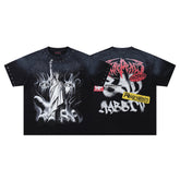 Rare Peace Dark Statue Of Liberty Black Washed Oversized Graphic T‑Shirt