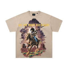 SUPPLY Mythical Warrior Graphic Oversized Beige T-Shirt
