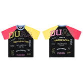 DUAA Multi‑Color Raglan Slogan Collage Vintage Tee