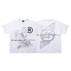 SUPPLY Angel Flame Minimal Graphic Oversized White T-Shirt