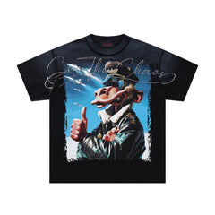 Rare Peace Pilot Ape Character Graphic Streetwear Tee