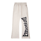 Mixed Emotions Beige Studded Flare Streetwear Sweat Pants