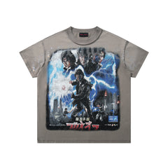 Rare Peace Retro Movie Poster Taupe Washed Oversized Graphic T‑Shirt