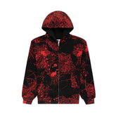 Sp5der AOP Web V2 Zip Up Hoodie Black