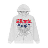 Sp5der ATL Heather Grey Zip Up Hoodie