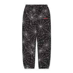 Sp5der Embroidered Black AOP Sweatpants