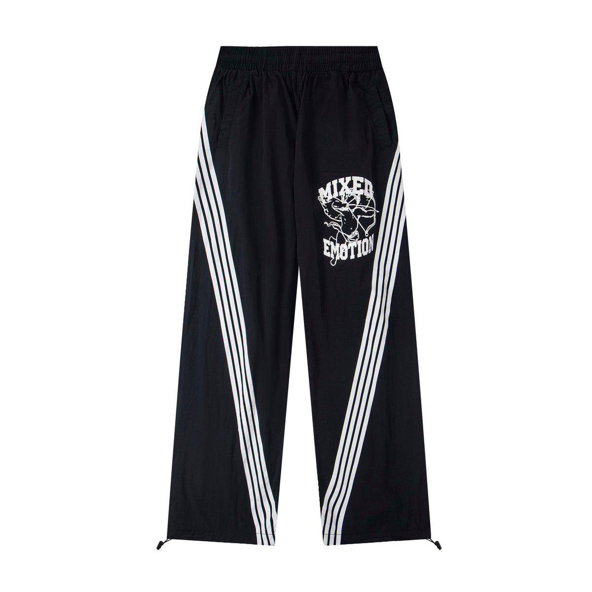 Mixed Emotions Black Side‑Stripe Track Pants Streetwear