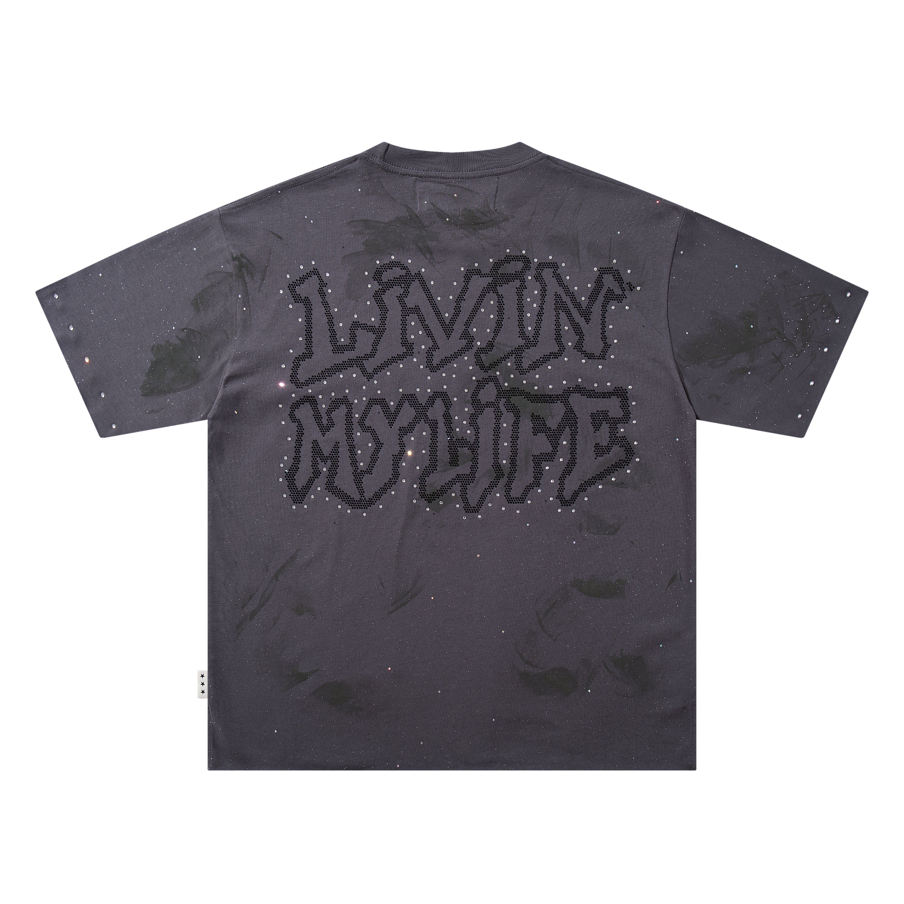BKYS  Hip Hop Rapper Taxi Grey Star Washed Oversized Graphic T‑Shirt