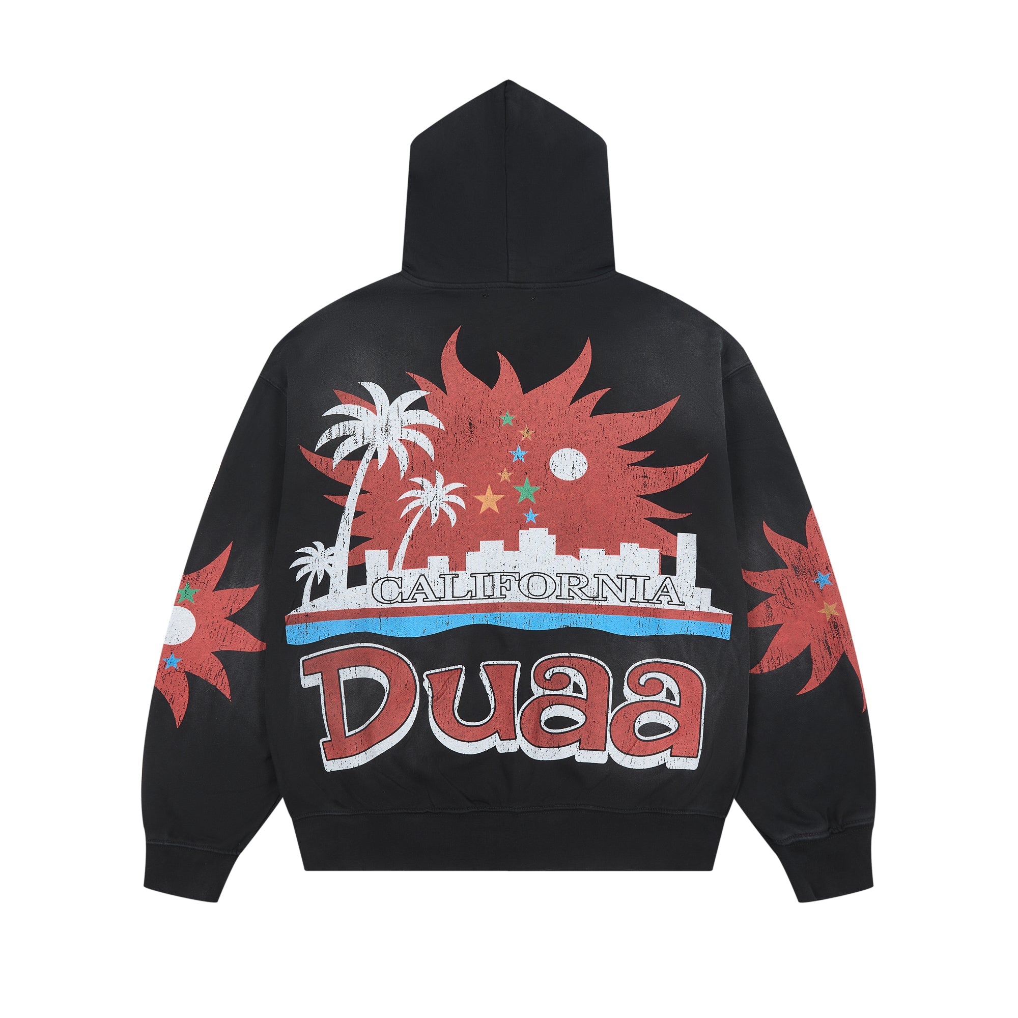 DUAA California Sunset Cityscape Vintage Zip‑Up Hoodie