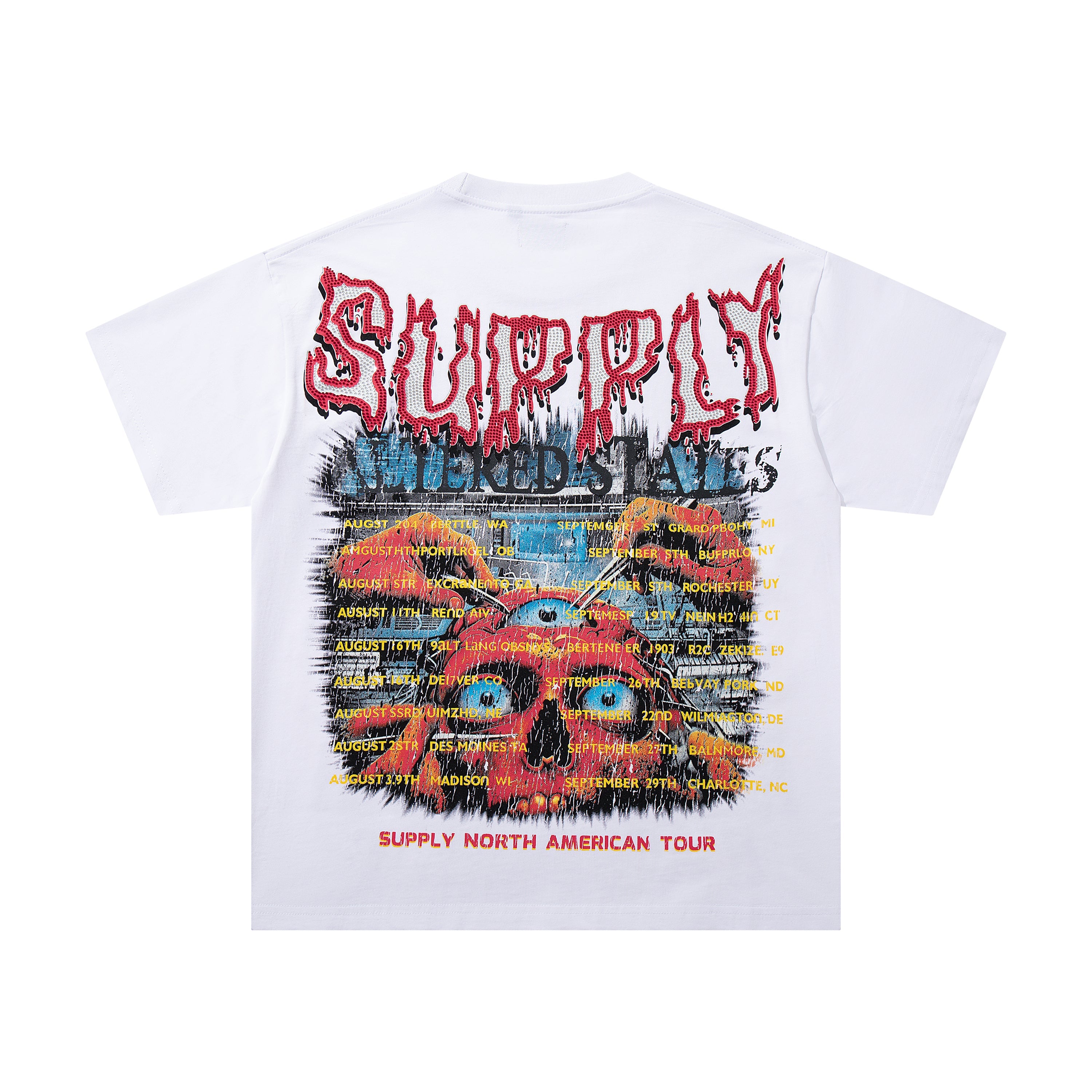 SUPPLY Abstract Skull Punk White Oversized Graphic T‑Shirt