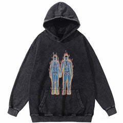 Skeleton Love Washed Oversized Hoodie