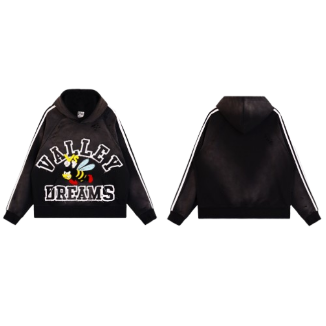 Vale Forever Valley Dreams Bee Graphic Striped Hoodie