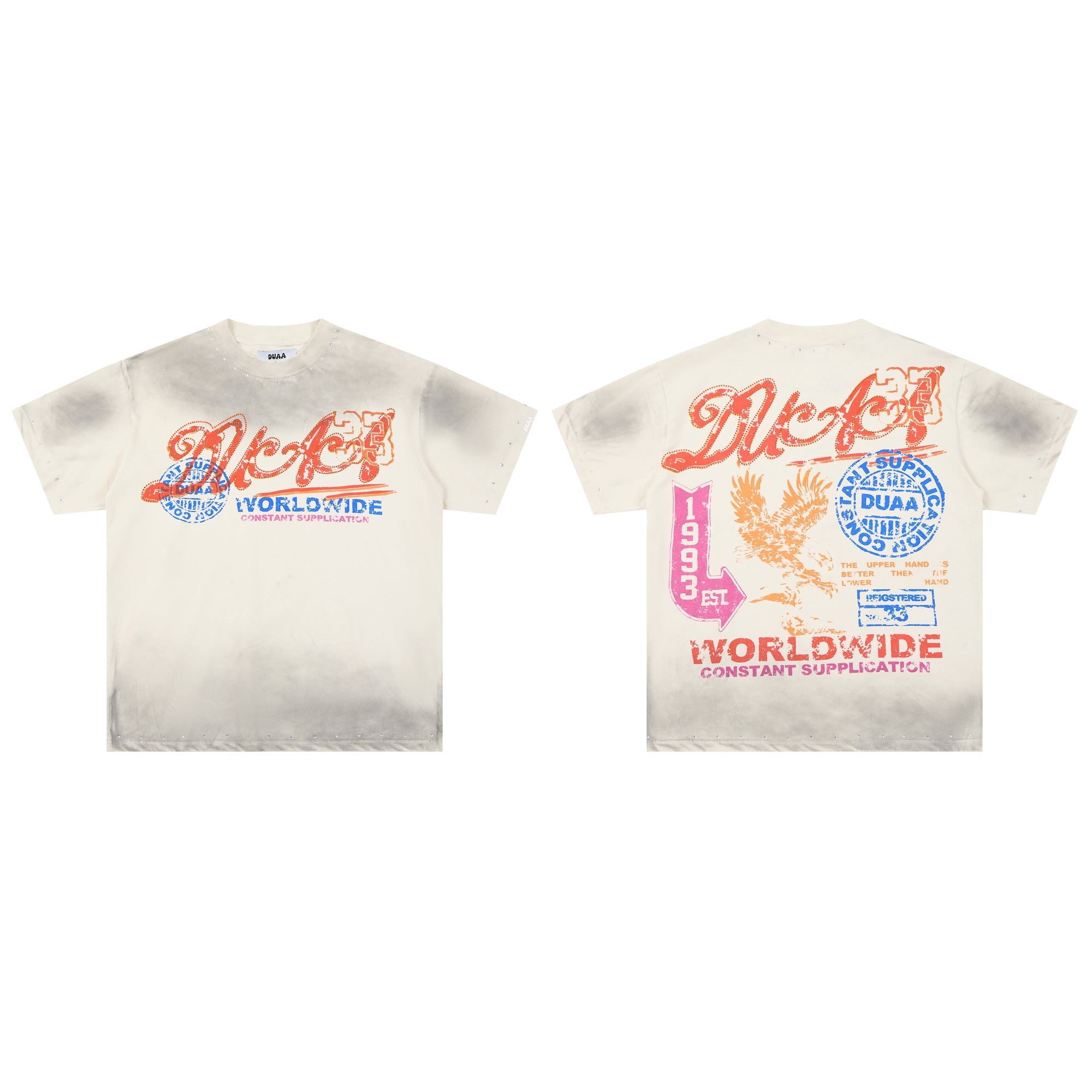 DUAA Worldwide 1993 Stamp‑Style Double‑Sided Vintage Graphic Tee
