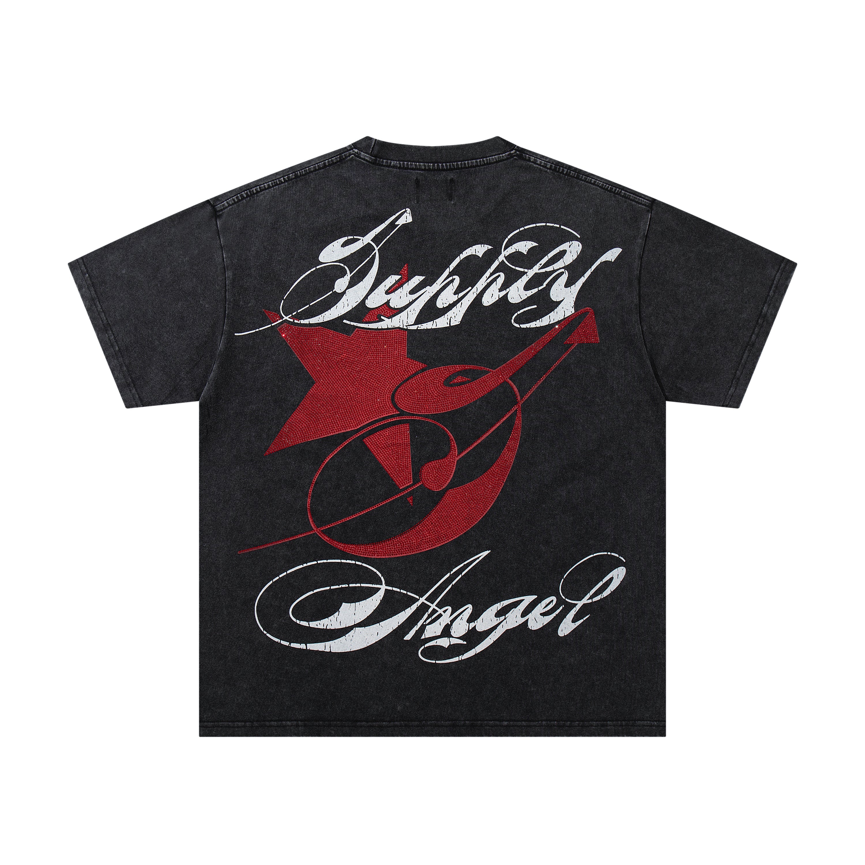 SUPPLY Angel Script Graphic Oversized Black T-Shirt