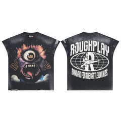 Roughplay Cosmic One‑Eyed Monster Sleeveless Cutoff Double‑Sided Distressed Tee